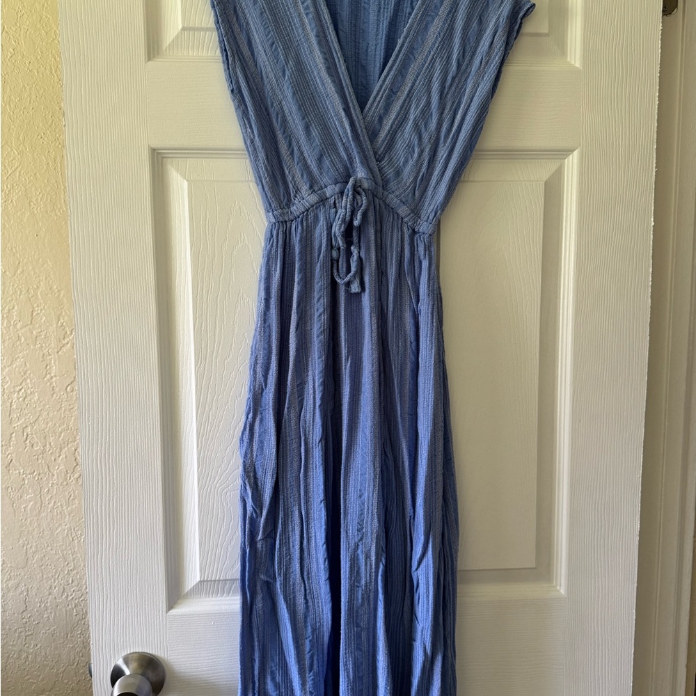 Blue Island Textured Blue Maxi Dress